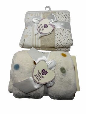 Plush Cream Baby Blanket bundle Set with Polka Dot Accent - Parent's Choice